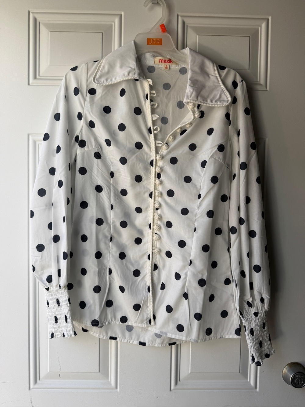 Vintage-Inspired White Polka Dot shirt
